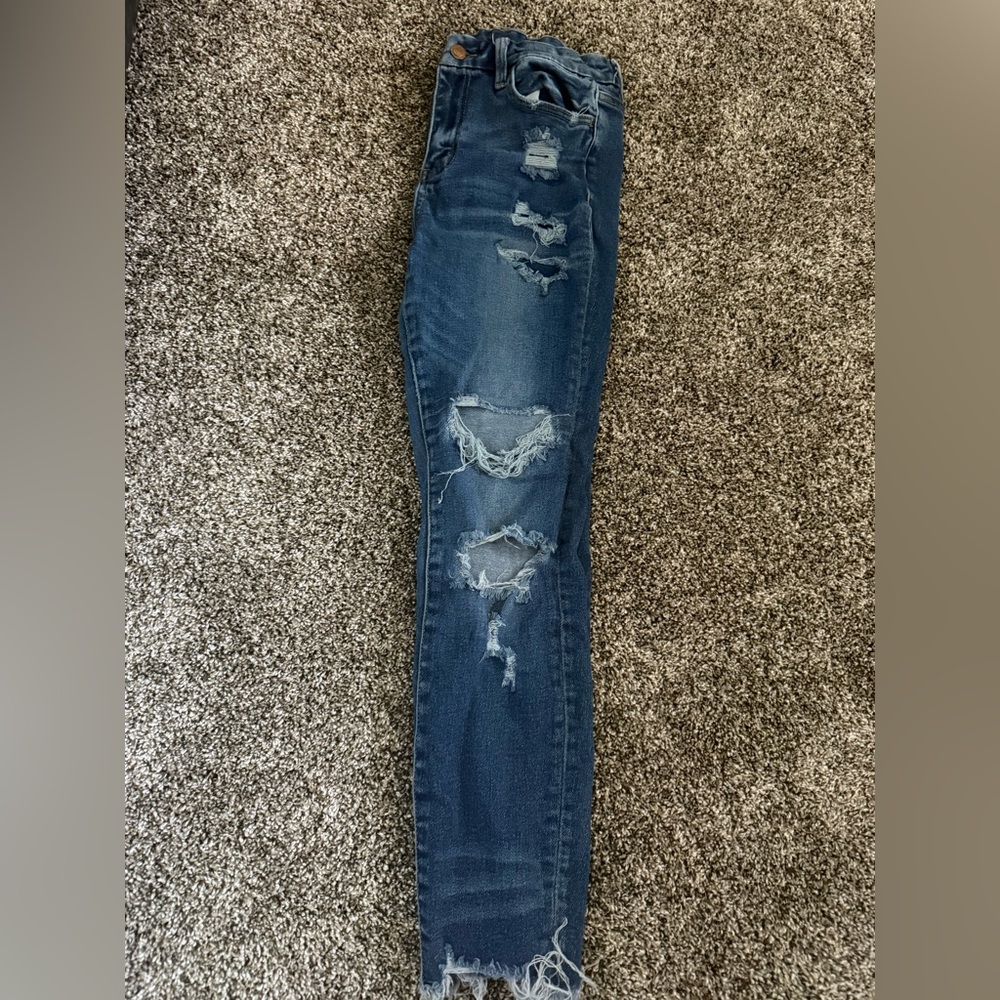 Buckle Dark Blue Distressed Skinny Jeans